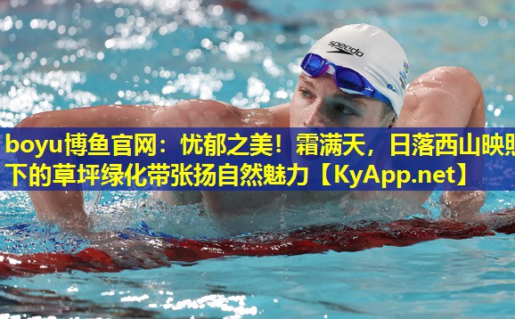 忧郁之美！霜满天，日落西山映照下的草坪绿化带张扬自然魅力